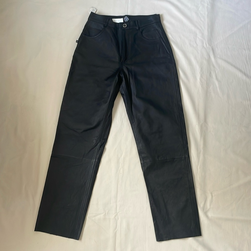 Vintage Posted Black Smooth Faux Leather Pant